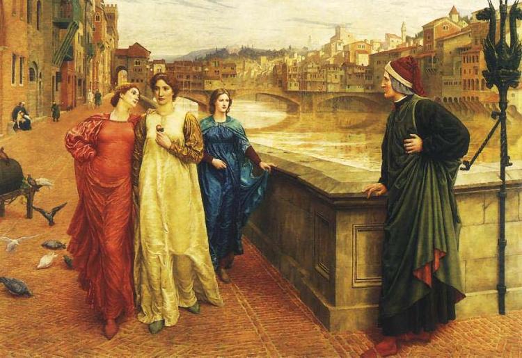 Dante meets Beatrice at Ponte Santa Trinita, Henry Holiday